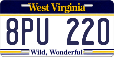 WV license plate 8PU220