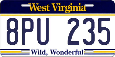WV license plate 8PU235