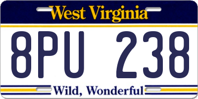 WV license plate 8PU238
