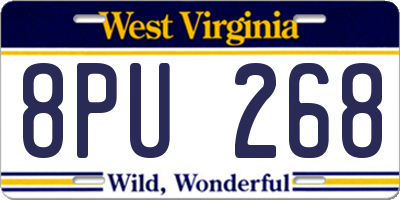 WV license plate 8PU268