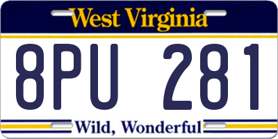 WV license plate 8PU281