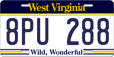 WV license plate 8PU288