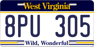 WV license plate 8PU305