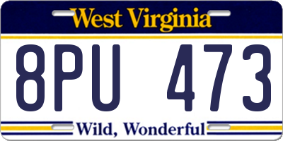 WV license plate 8PU473