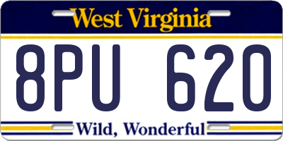 WV license plate 8PU620