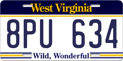 WV license plate 8PU634