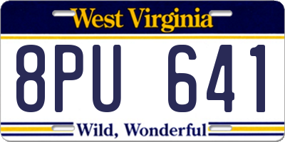 WV license plate 8PU641