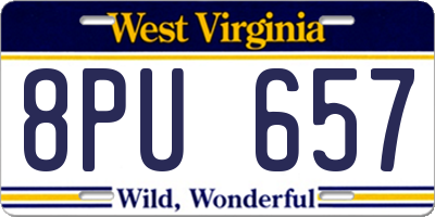 WV license plate 8PU657