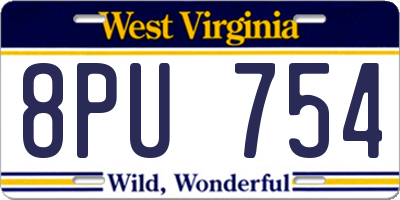 WV license plate 8PU754