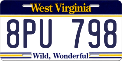 WV license plate 8PU798