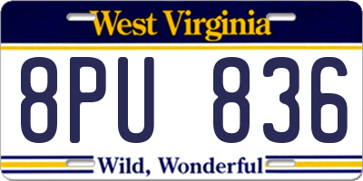 WV license plate 8PU836