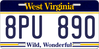 WV license plate 8PU890