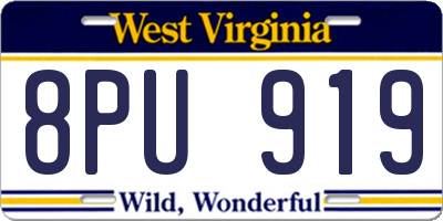 WV license plate 8PU919
