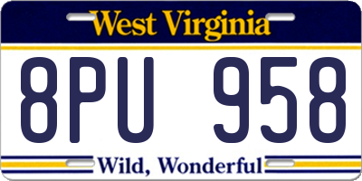 WV license plate 8PU958