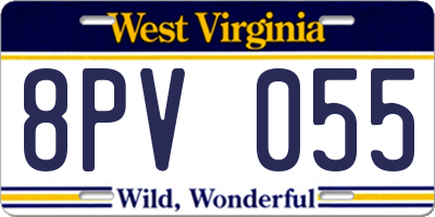 WV license plate 8PV055