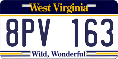 WV license plate 8PV163
