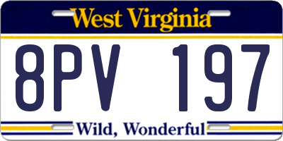 WV license plate 8PV197