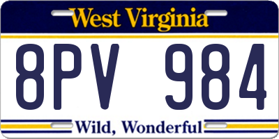 WV license plate 8PV984