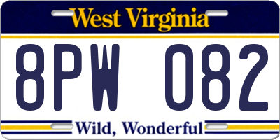 WV license plate 8PW082