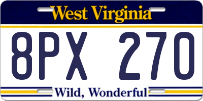 WV license plate 8PX270