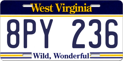 WV license plate 8PY236