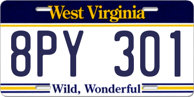 WV license plate 8PY301