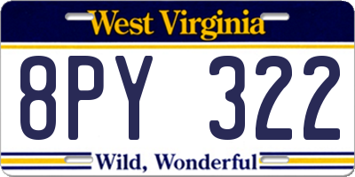 WV license plate 8PY322