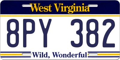 WV license plate 8PY382