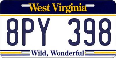 WV license plate 8PY398