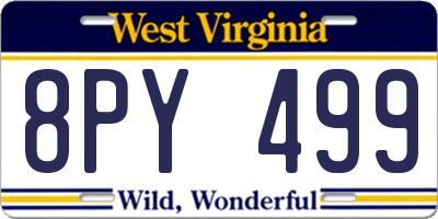 WV license plate 8PY499