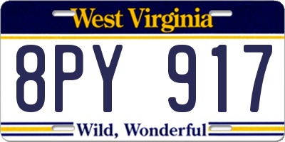 WV license plate 8PY917