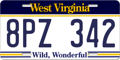 WV license plate 8PZ342