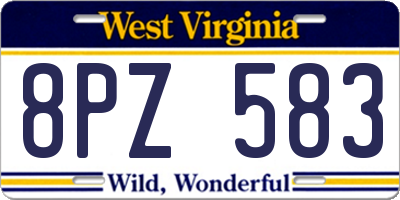 WV license plate 8PZ583