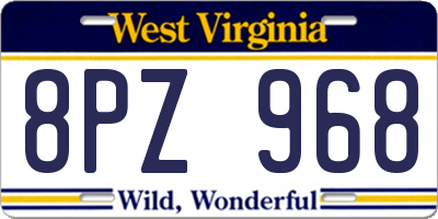 WV license plate 8PZ968