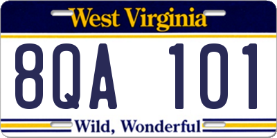 WV license plate 8QA101