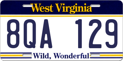WV license plate 8QA129