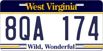 WV license plate 8QA174
