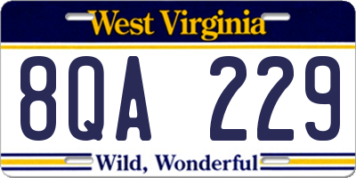 WV license plate 8QA229