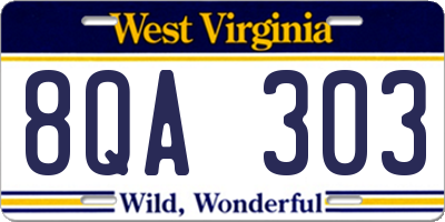 WV license plate 8QA303