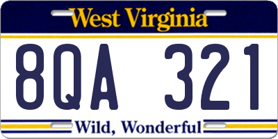 WV license plate 8QA321