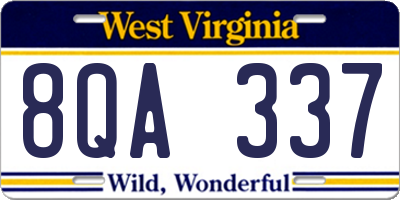 WV license plate 8QA337
