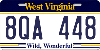 WV license plate 8QA448