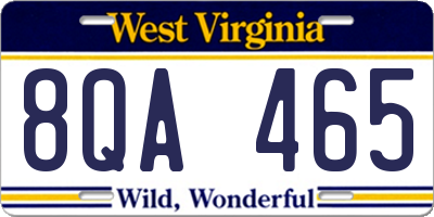 WV license plate 8QA465