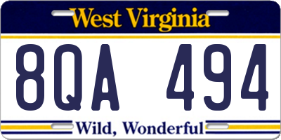 WV license plate 8QA494