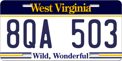WV license plate 8QA503