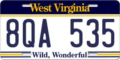 WV license plate 8QA535