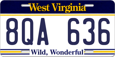 WV license plate 8QA636