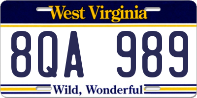 WV license plate 8QA989