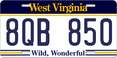 WV license plate 8QB850