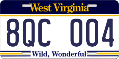 WV license plate 8QC004